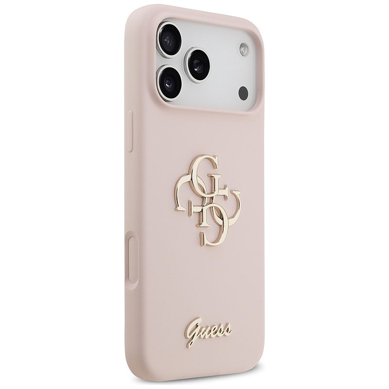Guess Silicone Big 4G Script case for iPhone 17 Pro Max pink - Billede 4
