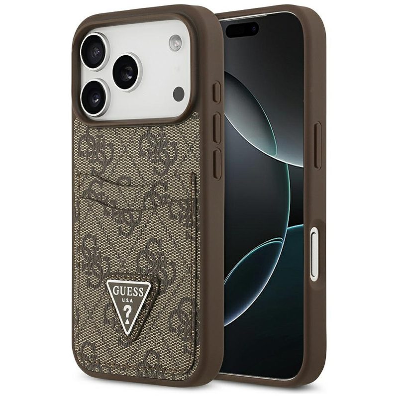 Guess 4G Double Card Triangle case for iPhone 17 Pro brown