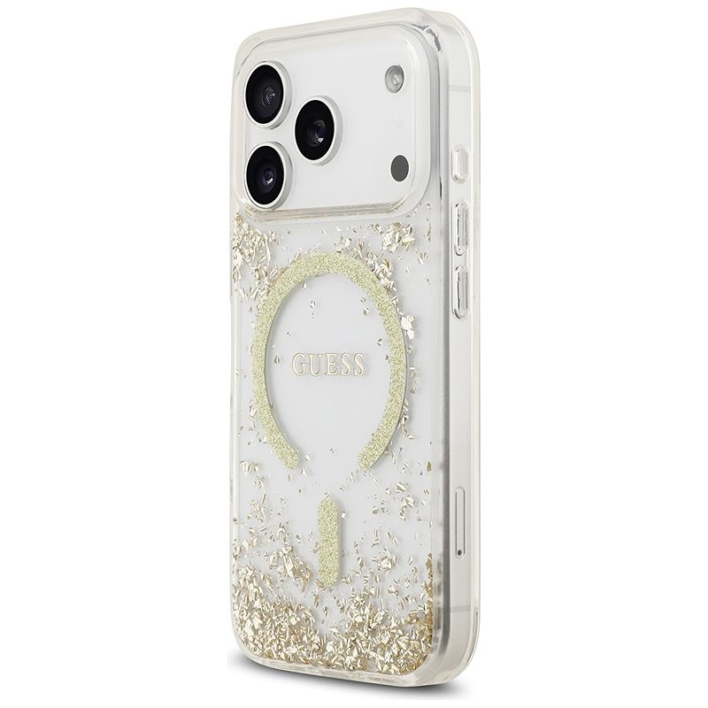 Guess Resin Bottom Glitter MagSafe case for iPhone 17 Pro gold - Billede 2