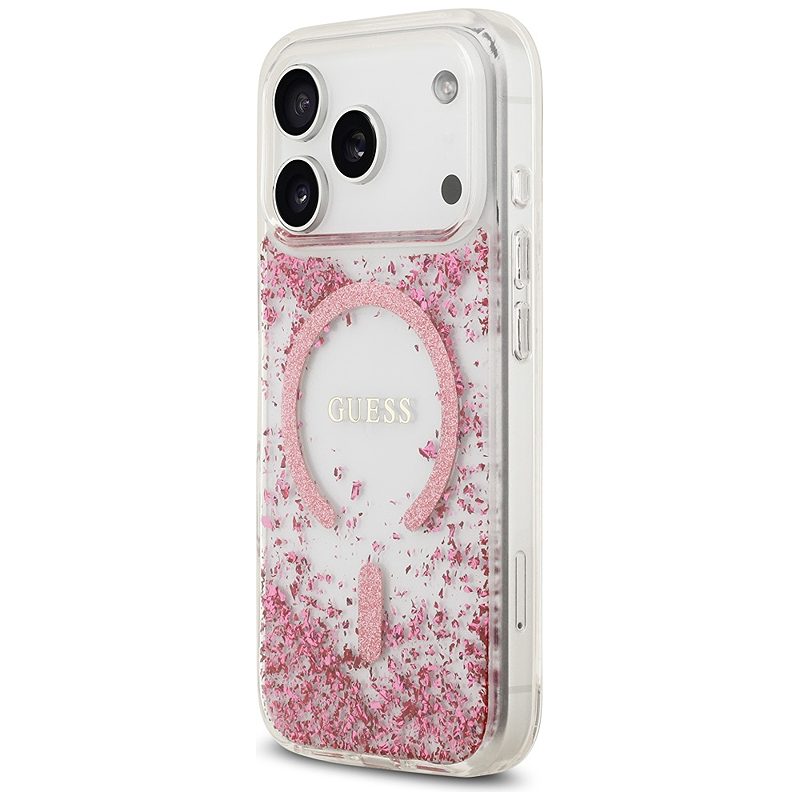 Guess Resin Bottom Glitter MagSafe case for iPhone 17 Pro pink - Billede 2