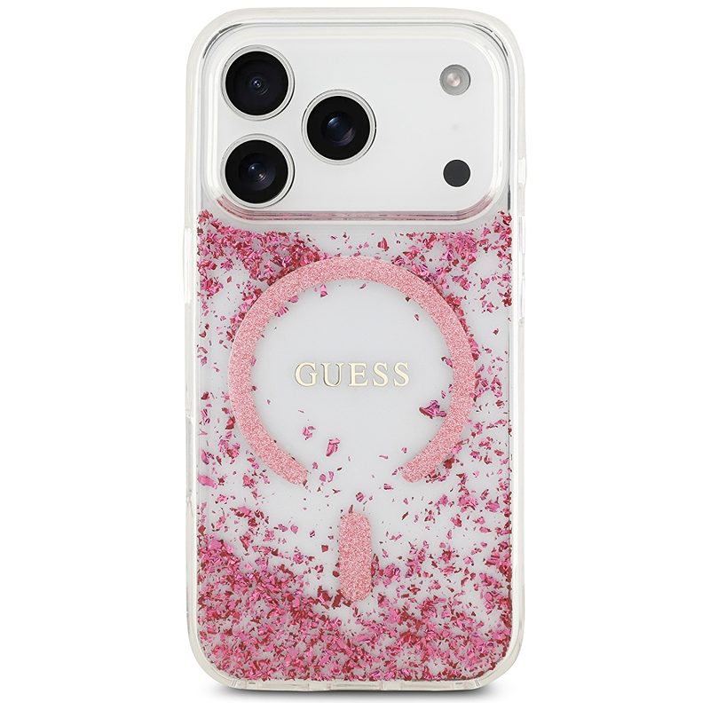 Guess Resin Bottom Glitter MagSafe case for iPhone 17 Pro pink - Billede 3