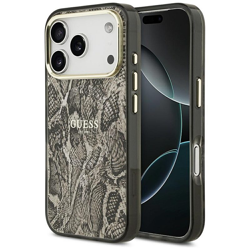 Guess Python Pattern MagSafe case for iPhone 17 Pro Max brown