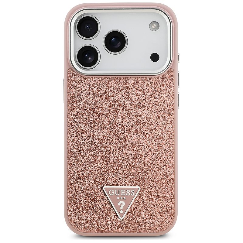 Guess Glitter Triangle Logo MagSafe case for iPhone 17 Pro pink - Billede 3