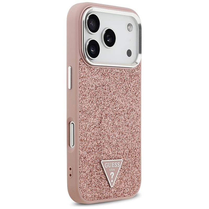 Guess Glitter Triangle Logo MagSafe case for iPhone 17 Pro pink - Billede 4