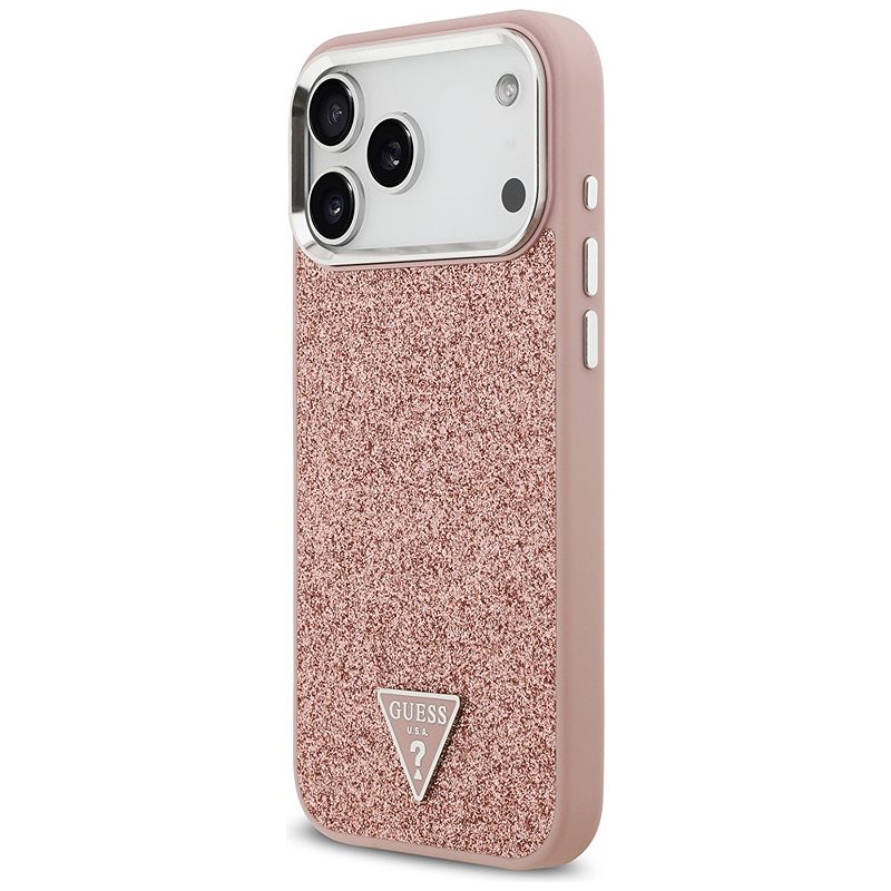 Guess Glitter Triangle Logo MagSafe case for iPhone 17 Pro Max pink - Billede 2