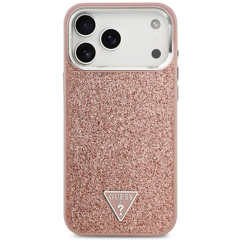 Guess Glitter Triangle Logo MagSafe case for iPhone 17 Pro Max pink - Billede 3
