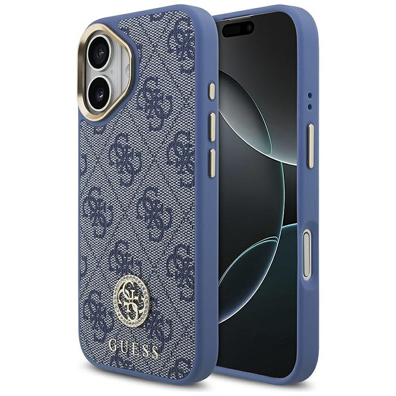 Guess 4G Strass Logo MagSafe case for iPhone 17 blue