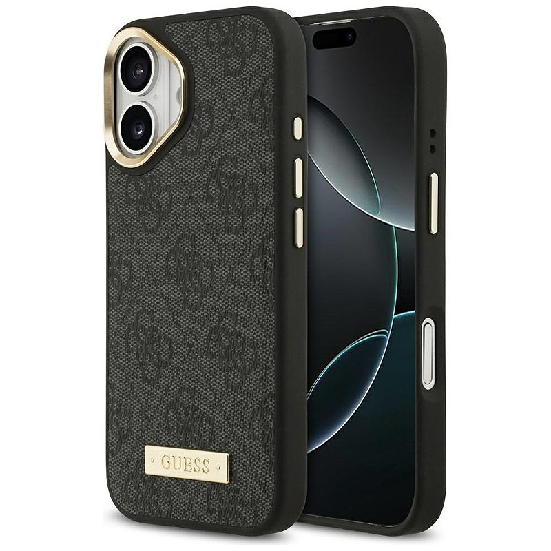 Guess 4G Logo Plate MagSafe case for iPhone 17 black