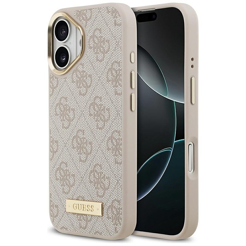 Guess 4G Logo Plate MagSafe case for iPhone 17 pink