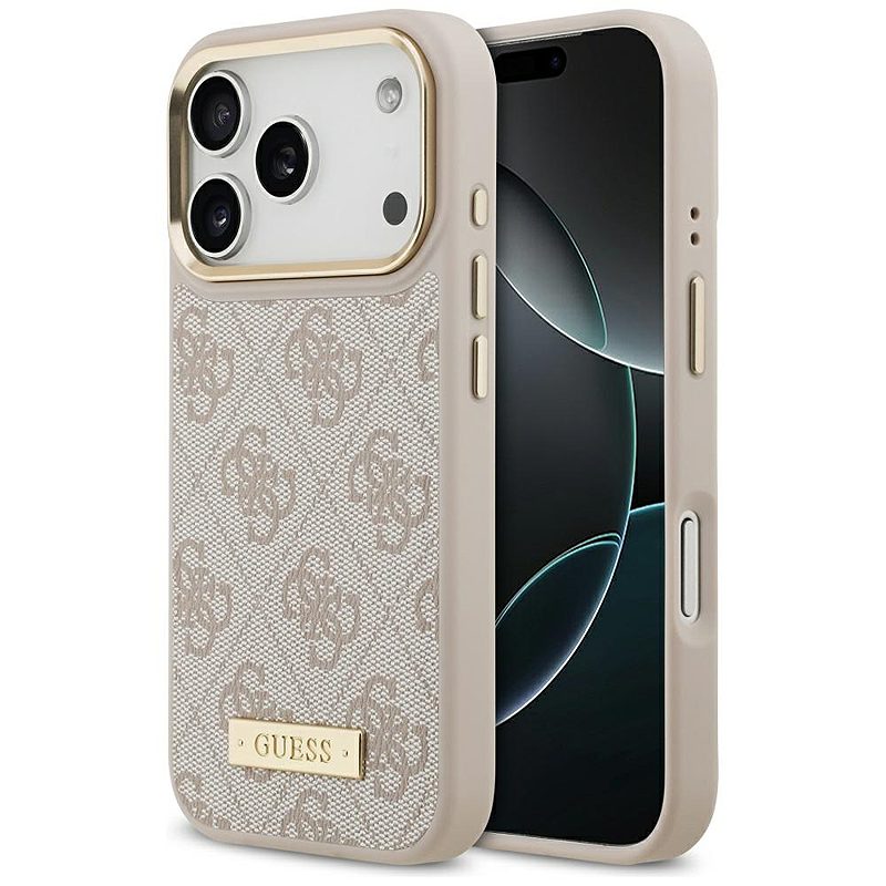 Guess 4G Logo Plate MagSafe case for iPhone 17 Pro pink
