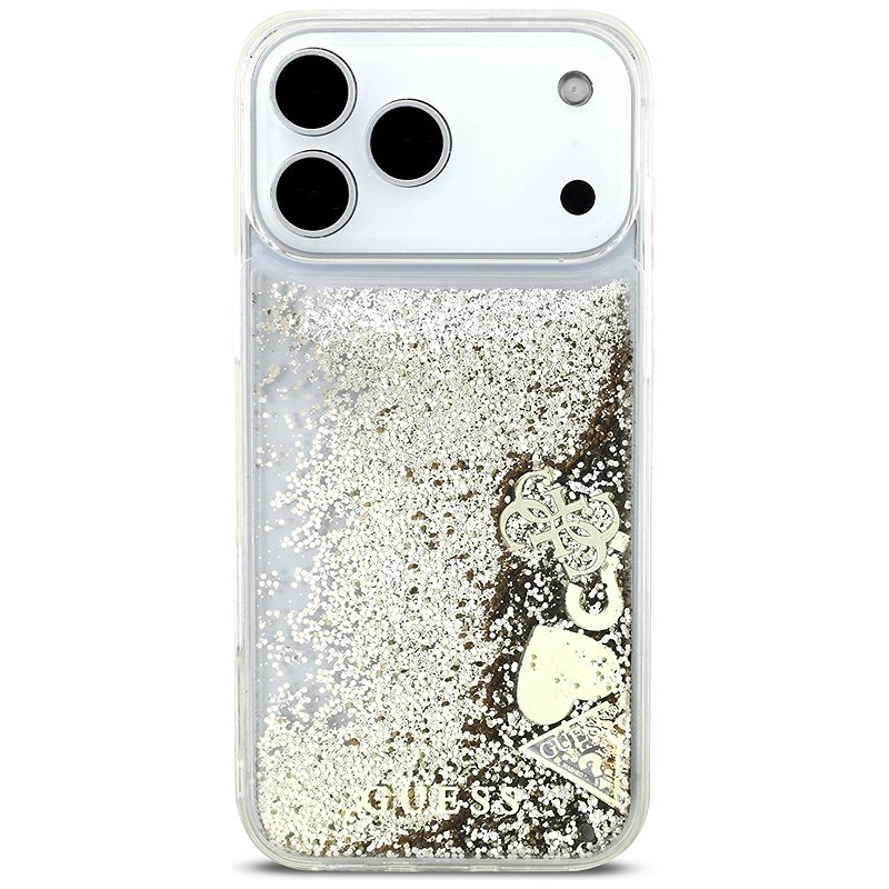 Guess Liq. Glitter 4 Charms case for iPhone 17 Pro gold - Billede 3