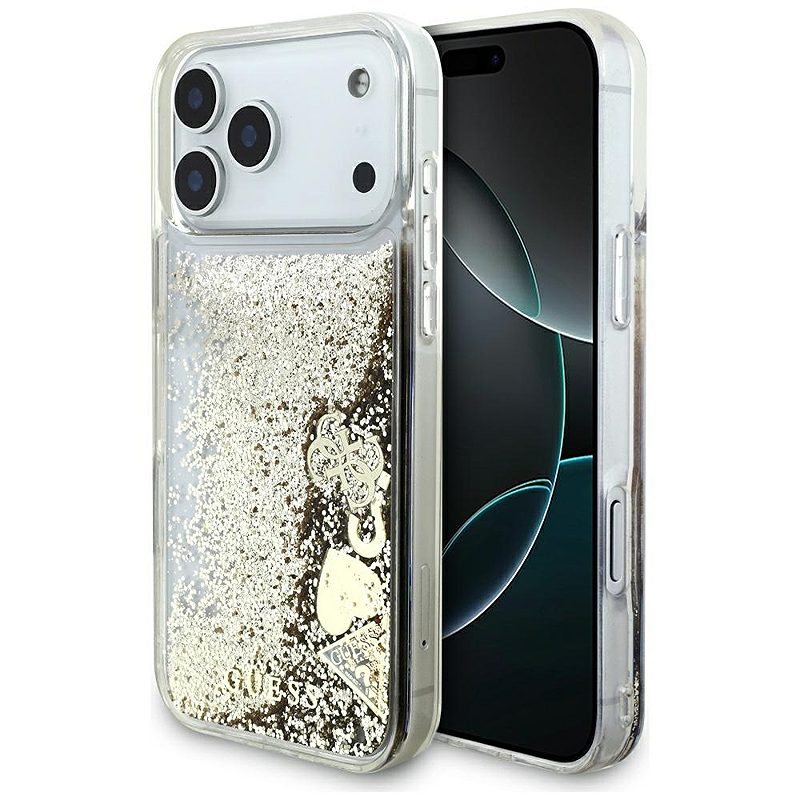 Guess Liq. Glitter 4 Charms case for iPhone 17 Pro Max gold