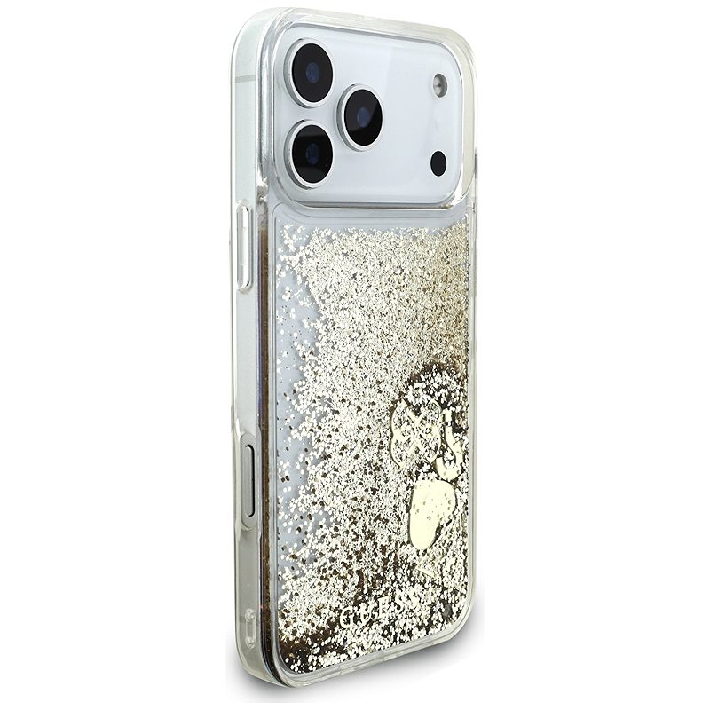 Guess Liq. Glitter 4 Charms case for iPhone 17 Pro Max gold - Billede 4