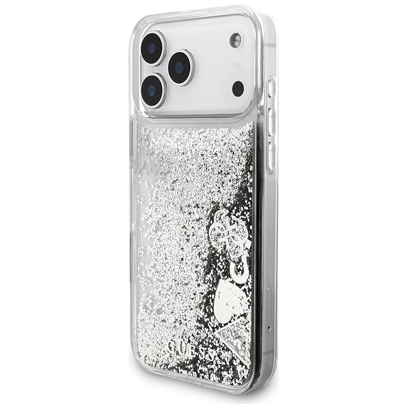 Guess Liq. Glitter Charms case for iPhone 17 Pro silver - Billede 2