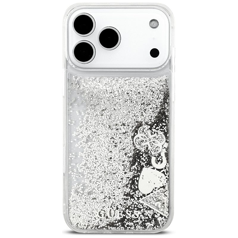Guess Liq. Glitter Charms case for iPhone 17 Pro silver - Billede 3