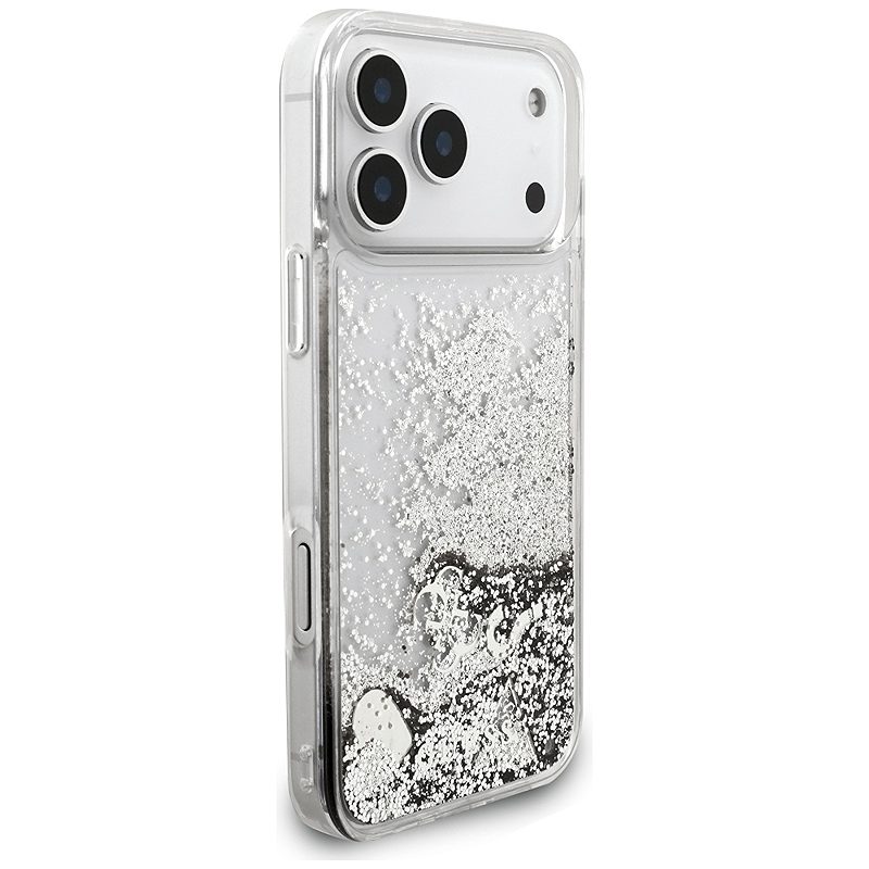 Guess Liq. Glitter Charms case for iPhone 17 Pro silver - Billede 4