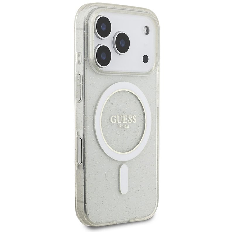 Guess IML Glitter Pearl Strap MagSafe case for iPhone 17 Pro Max transparent - Billede 4