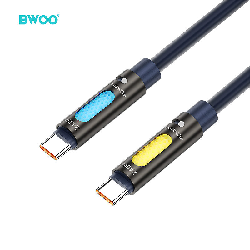 BWOO 240W Type C to Type C Data scented Cable With RGB Lighting Black X325C-C - Billede 2