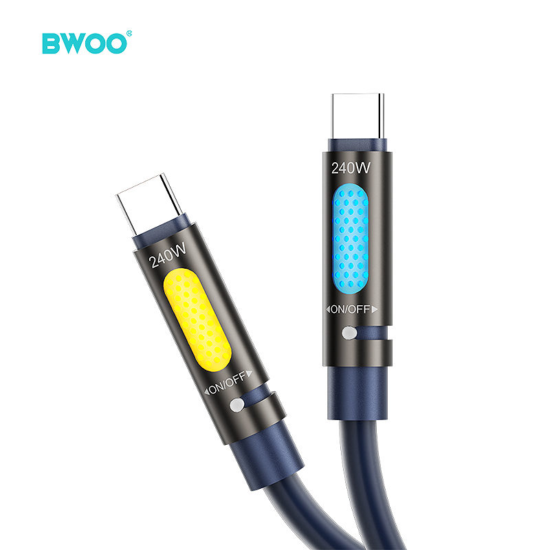 BWOO 240W Type C to Type C Data scented Cable With RGB Lighting Black X325C-C - Billede 3