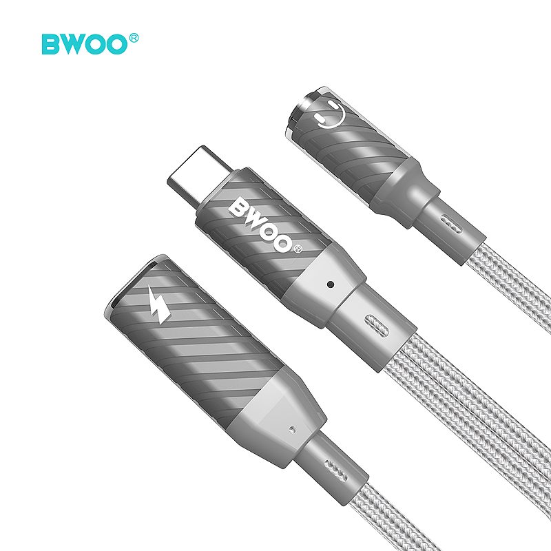 BWOO 2 in 1 Adapter Type C to Type C /3.5MM Jack BZ67 - Billede 3