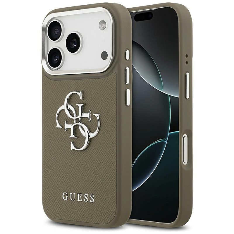 Guess Grained Big 4G Classic Logo case for iPhone 17 Pro brown