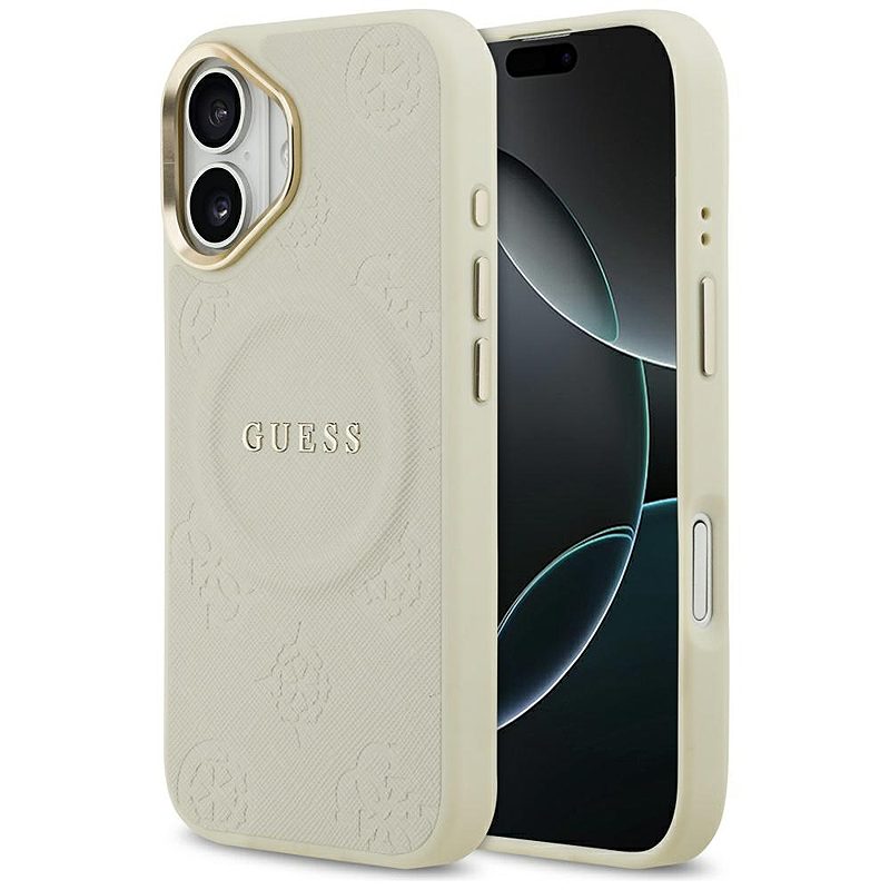 Guess Peony Hot Stamp MagSafe case for iPhone 17 beige