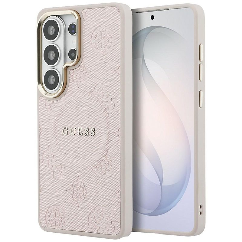 Guess case Saffiano Peony Embossed Ring MagSafe for Samsung Galaxy S26 Ultra pink