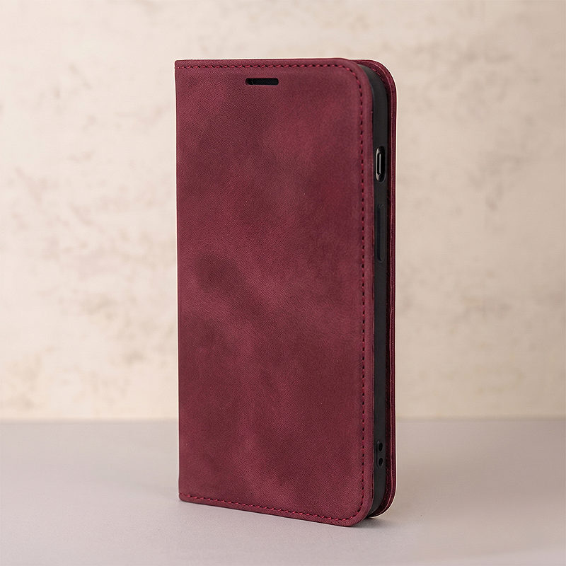 Smart Suede case for iPhone 15 6,1" maroon - Billede 5