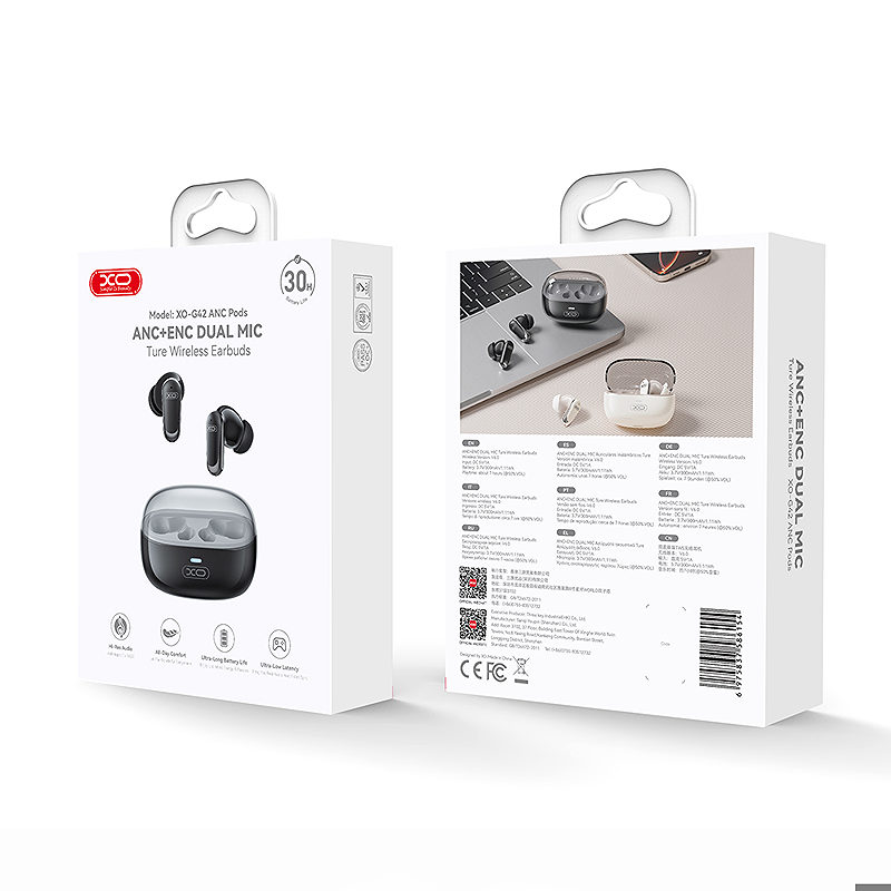 XO Bluetooth earphones G42 TWS black ANC + ENC - Billede 4