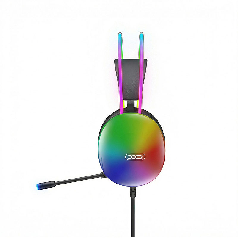 XO wired headphones GE11 jack 3,5mm - USB-A black RGB microphone - Billede 2