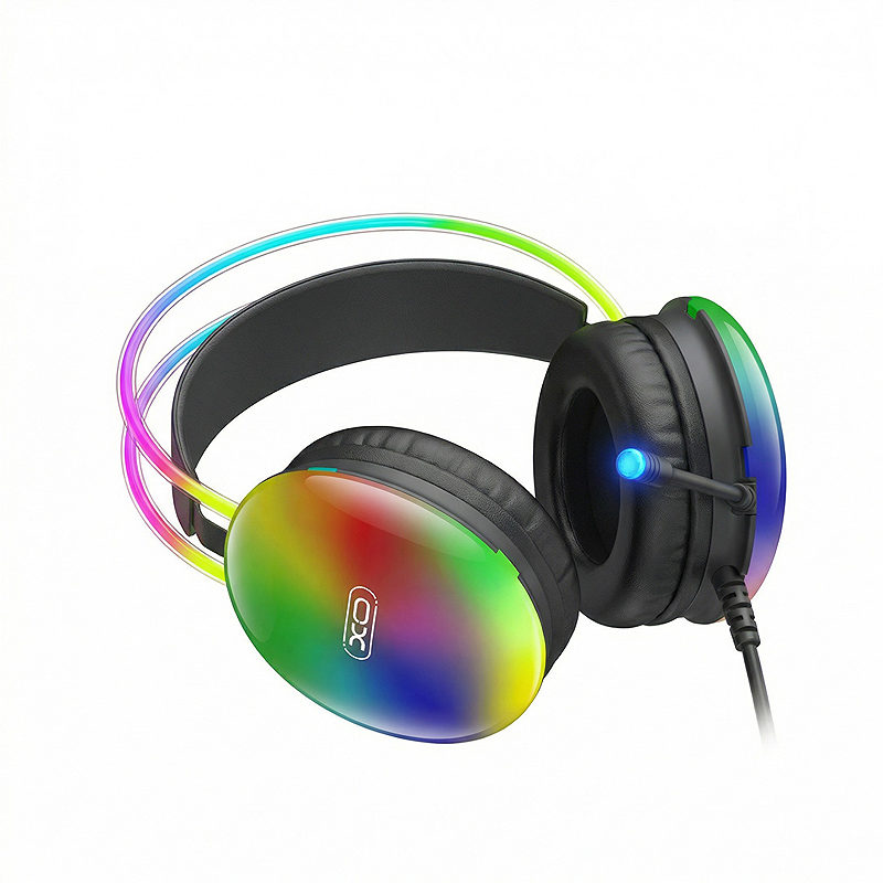 XO wired headphones GE11 jack 3,5mm - USB-A black RGB microphone - Billede 3