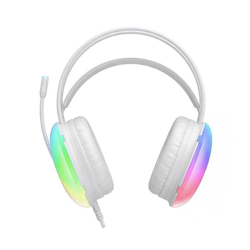 XO wired headphones GE11 jack 3,5mm - USB-A white RGB microphone - Billede 3