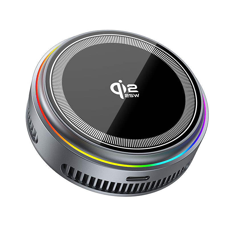 XO wireless inductive charger QI2.2 CX043 magnetic gray with LED and cooling