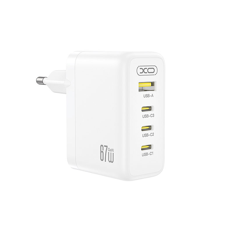 XO wall charger CE39 PD 67W 3x USB-C 1x USB white - Billede 2