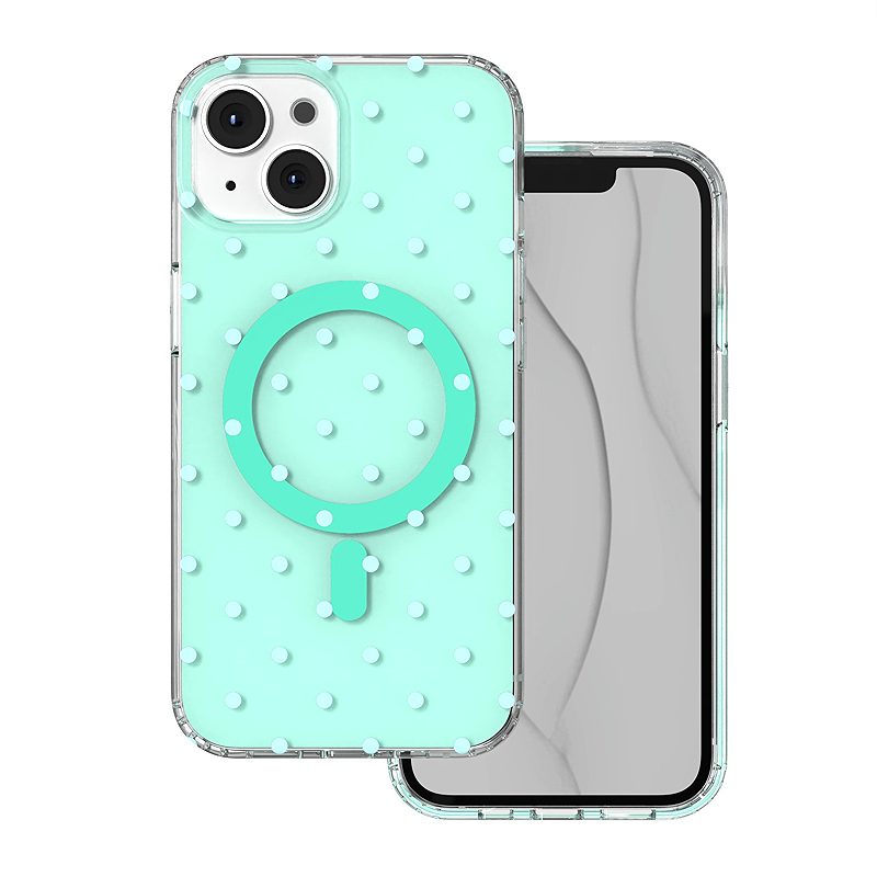 Bubble Dots Mag case for iPhone 13 / 14 6,1" green