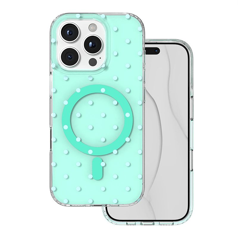 Bubble Dots Mag case for iphone 16 Pro 6,3" green