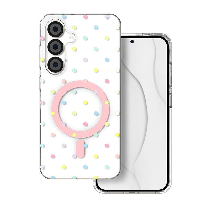 Bubble Dots Mag case for Samsung S24 / S25  white