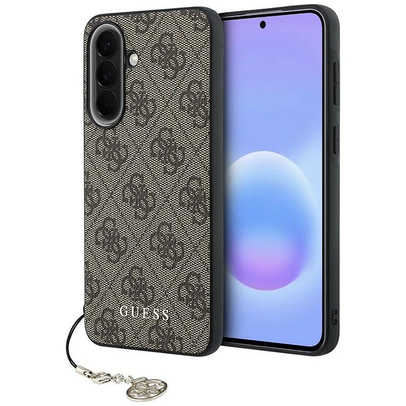Guess HC PU 4G Classic Logo case with charm for Samsung Galaxy A37 brown