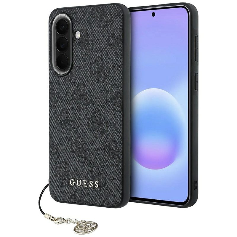 Guess HC PU 4G Classic Logo case with charm for Samsung Galaxy A37 black