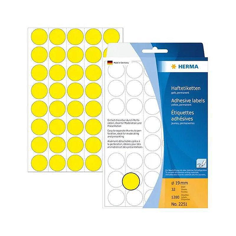 HERMA Multi-purpose labels ø19 Gul