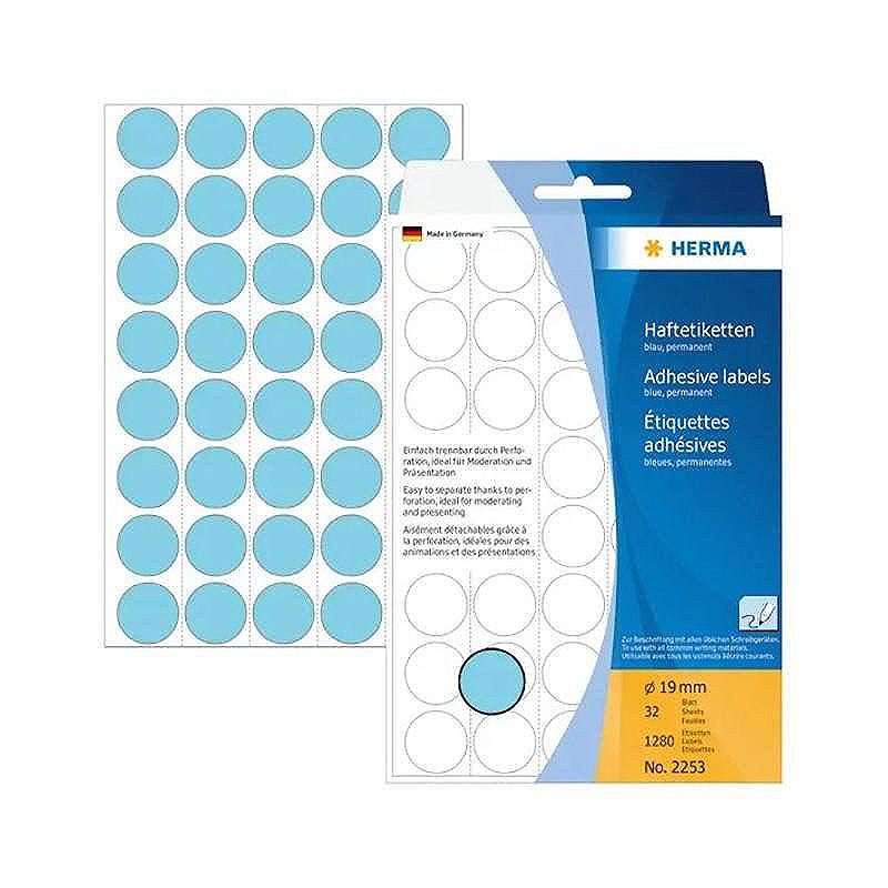 HERMA Multi-purpose labels ø19 Lys Blå
