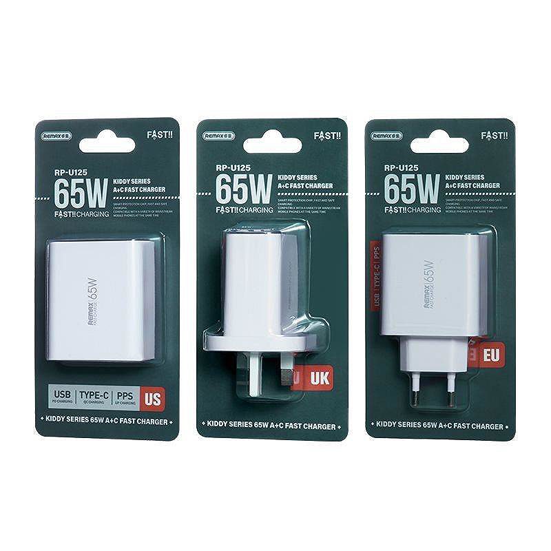 WALL CHARGER KIDDY SERIES 65w RP-U125 USB/USB-C WHITE - Billede 4