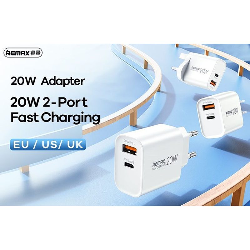 REMAX KIDDY SIERIES 20W WALL CHARGER RP-U120 USB/USB-C WHITE - Billede 2