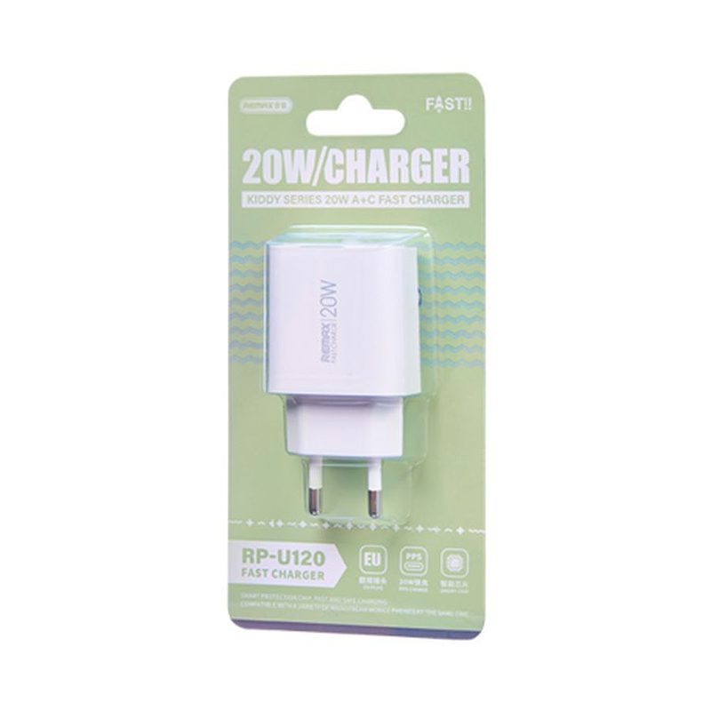 REMAX KIDDY SIERIES 20W WALL CHARGER RP-U120 USB/USB-C WHITE - Billede 4