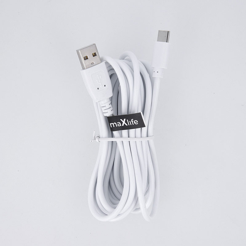 Maxlife cable USB - USB-C 3,0 m 2A white - Billede 2