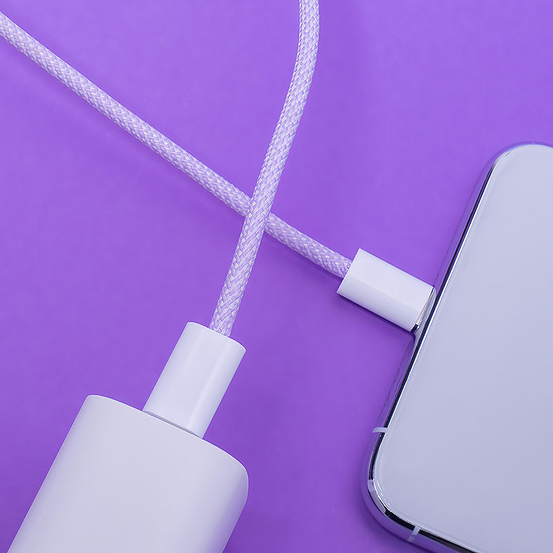 Maxlife MXUC-06 cable USB-C - USB-C 1,0 m 20W purple nylon - Billede 4