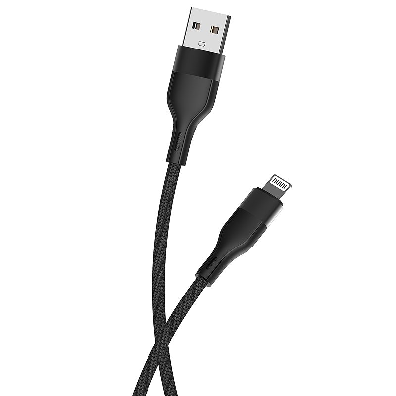 Maxlife MXUC-07 cable USB - Lightning 1,0 m 2,4A black nylon - Billede 2
