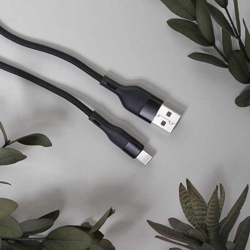 Maxlife MXUC-07 cable USB - Lightning 1,0 m 2,4A black nylon - Billede 4
