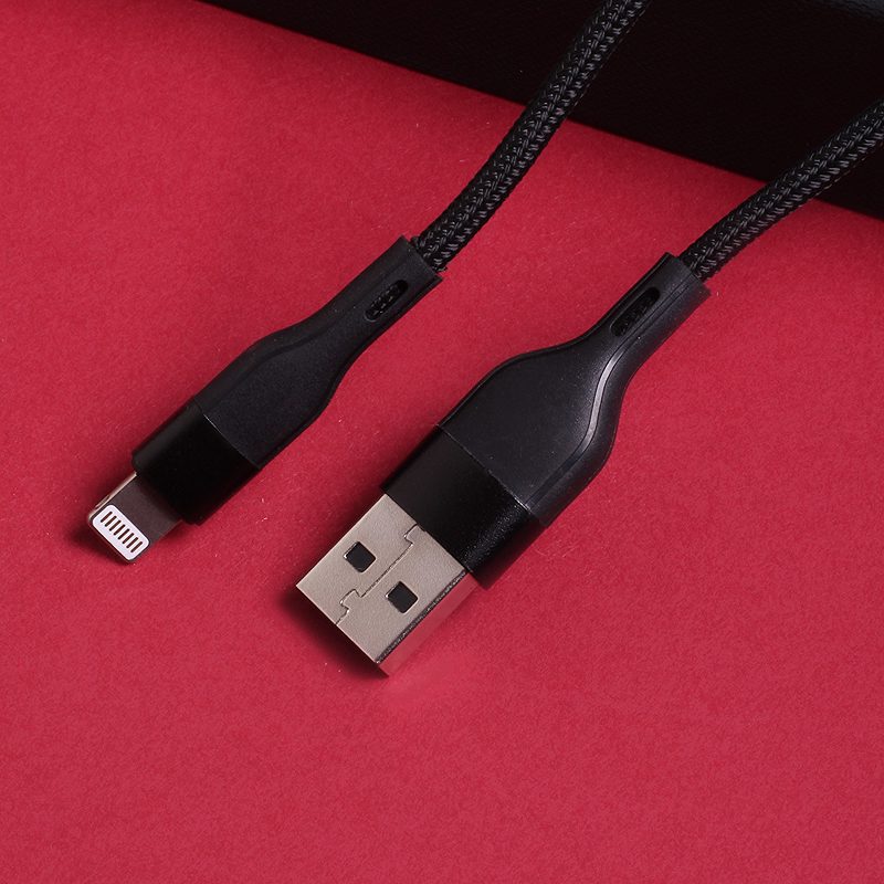 Maxlife MXUC-07 cable USB - Lightning 1,0 m 2,4A black nylon - Billede 5