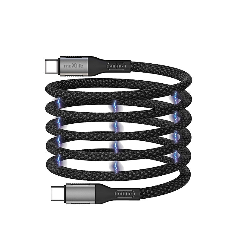 Maxlife MXUC-11 magnetic cable USB-C - USB-C 1,0 m 100W black nylon